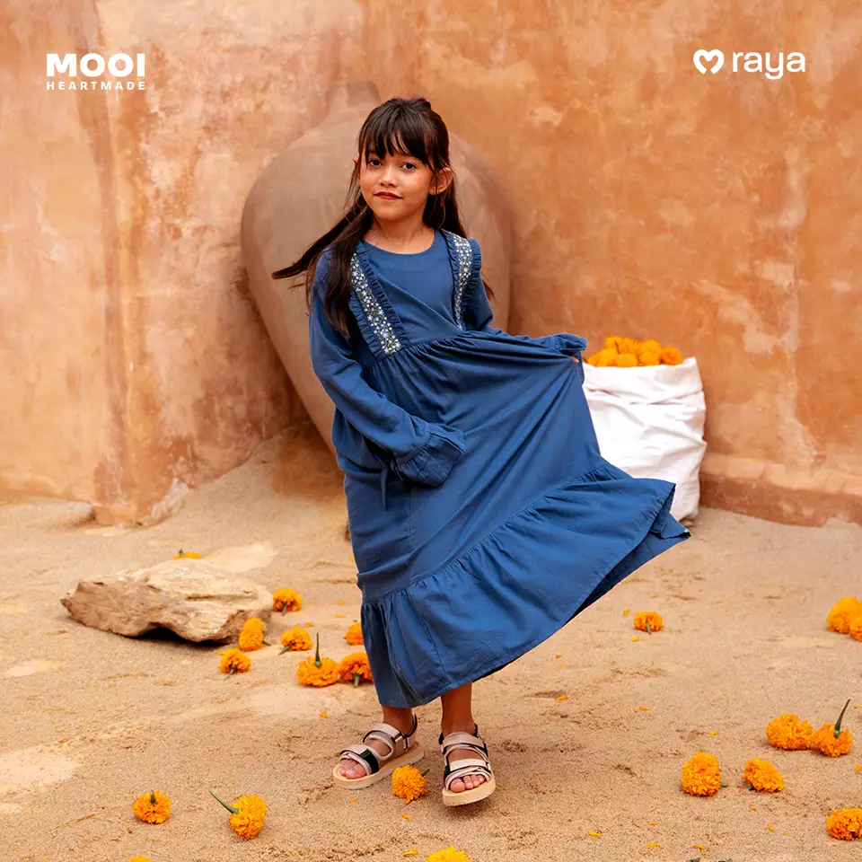 Mooi Dress Anak Gamis Anak Perempuan Raya Collection Maisha Gamis - Camel Brown