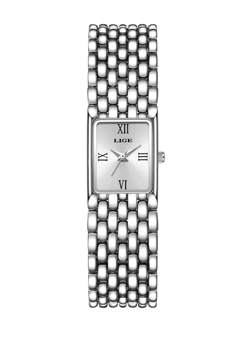 Ladies Rectangular Quartz Watch, 29X20mm, Stainless Steel, Metal Bracelet