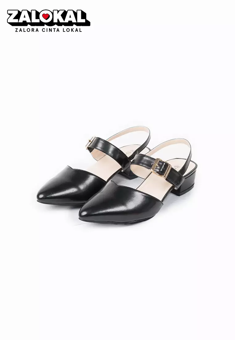 SEIS shoes Zoya Mules Wanita Heels 3 cm BLACK