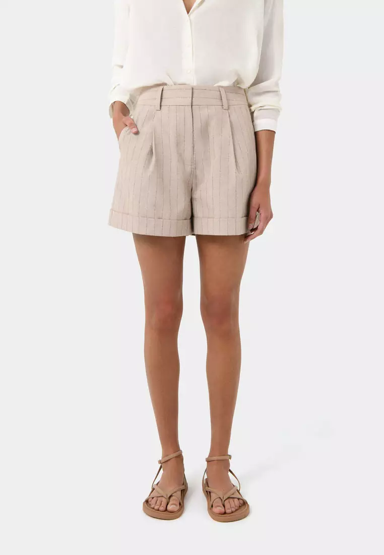 Ria Stripe Cotton Blend Shorts