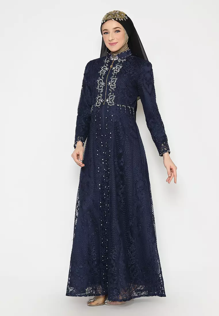 Bibiq Gamis Satin Tile Bordir