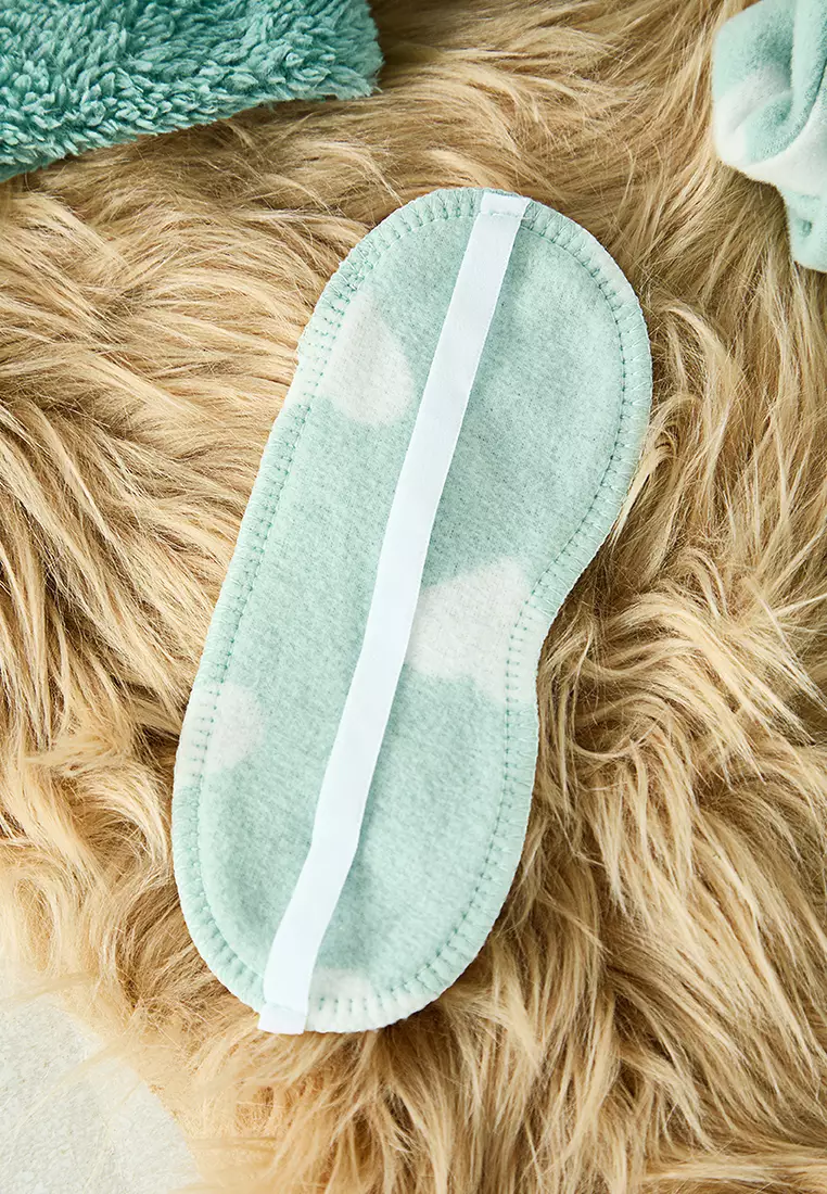 Mint Heart Cat Embroidered Sleep Band Polar Fleece Winter Knitted Pajama Set THMAW21PT0669