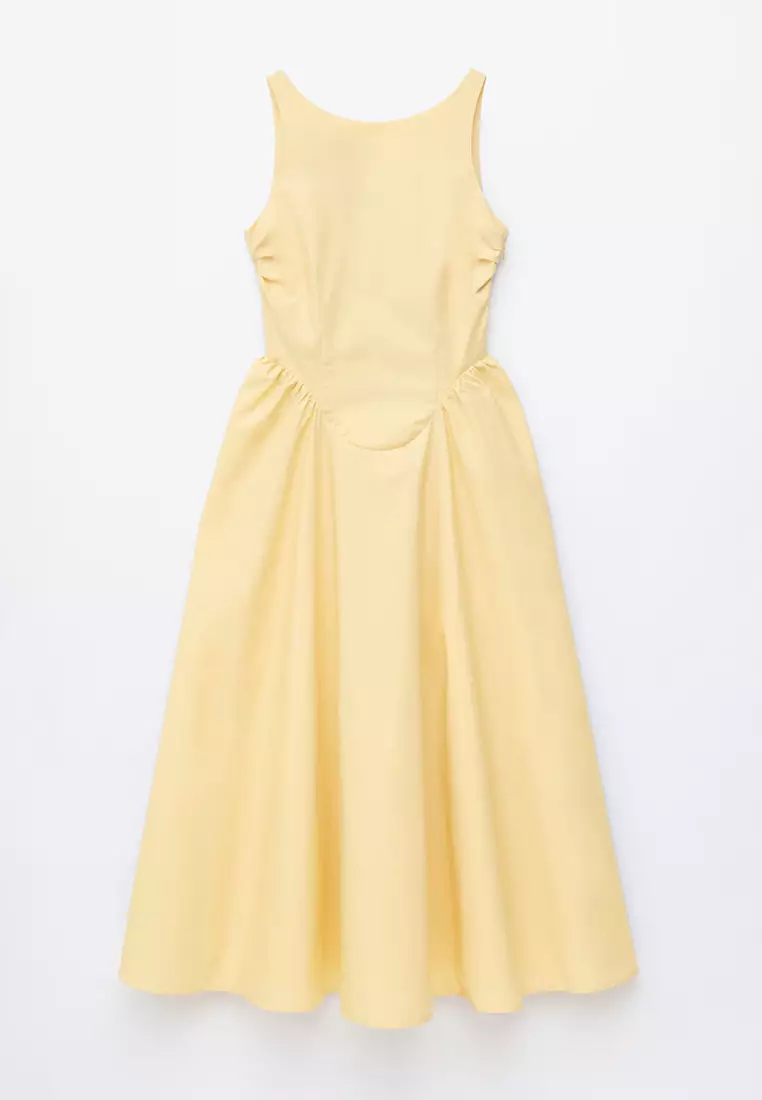 Tie-Back Cotton Midi Dress