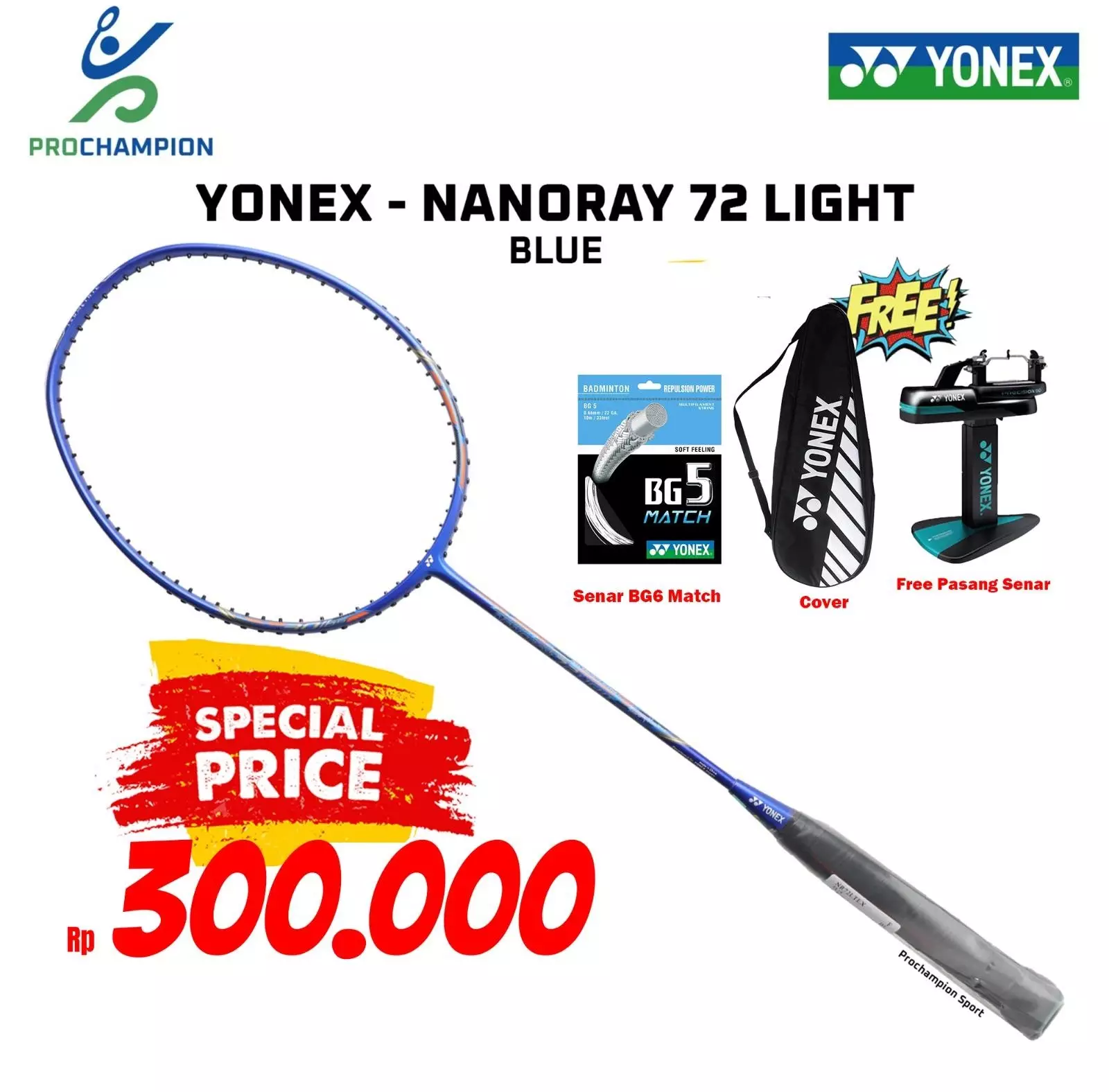 Raket Badminton Yonex Nanoray 72 Light Rudy Series Blue