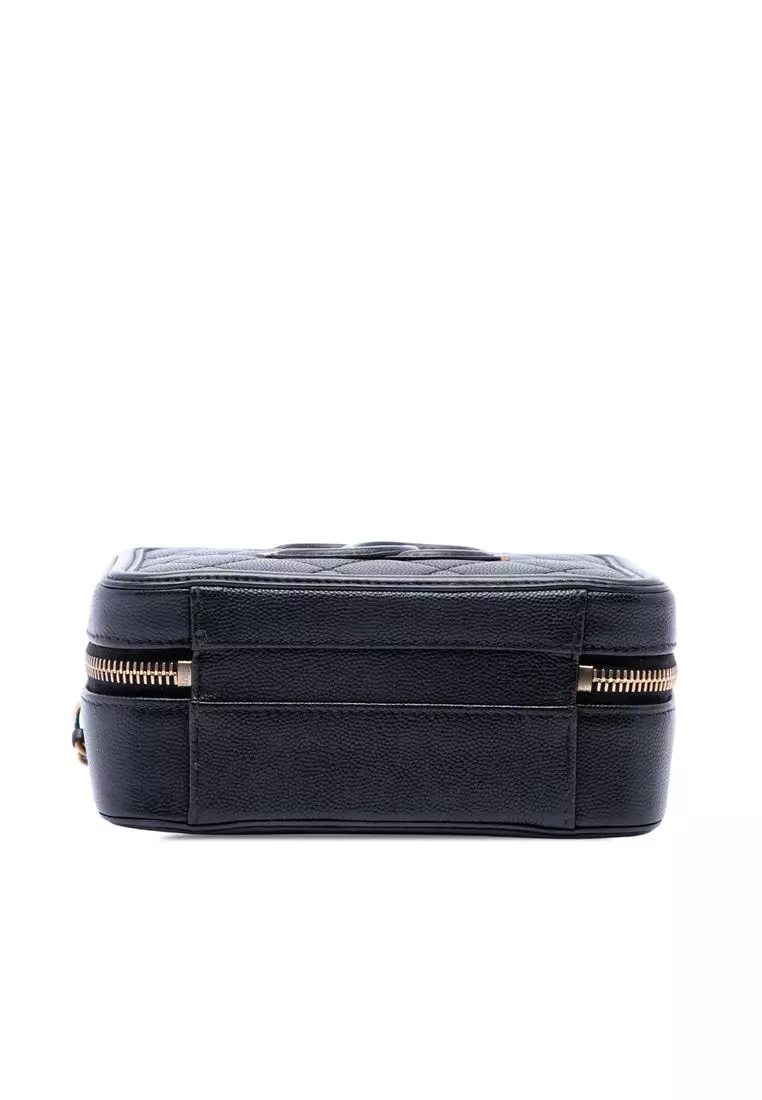 Pre-Loved Chanel Small Caviar Cc Filigree Vanity Case