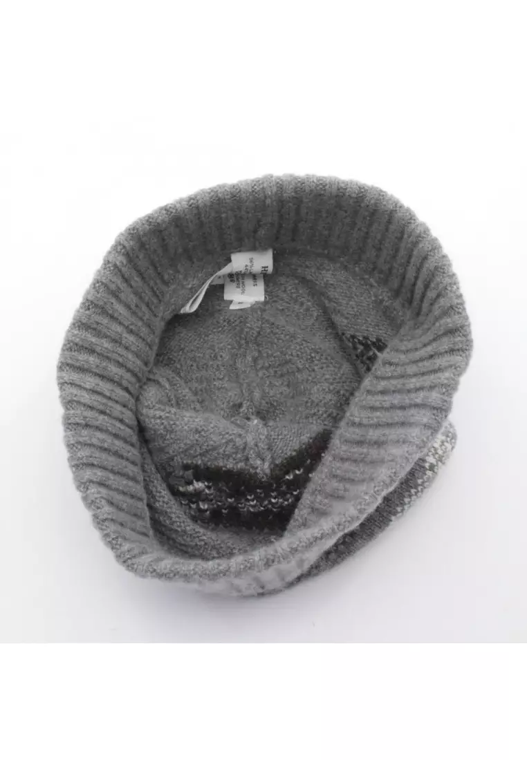 Hermes Knit Cap Button S Gray Wool Buy Hermès Pre-Loved Hermès serie button knit hat beanie  main image 3