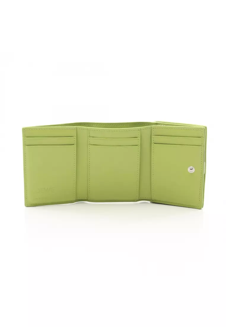 Pre-Loved LOEWE Anagram Trifold wallet trifold wallet leather yellow-green