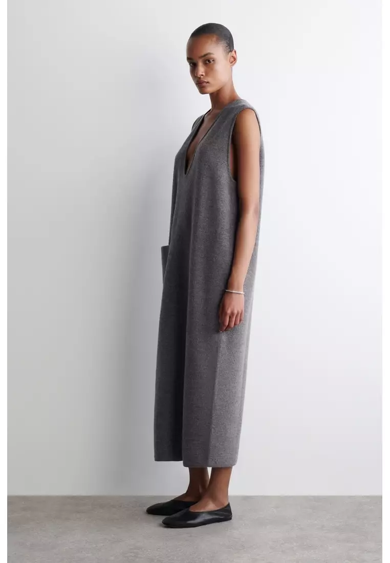 BOILED-WOOL MIDI DRESS