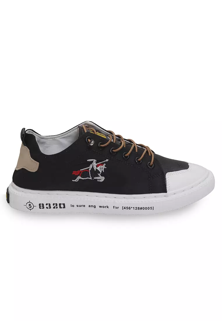Anando Sepatu Sneakers Pria Motif Gambar Casual Shoes Stylish Design Material Leather ORIGINAL - Black