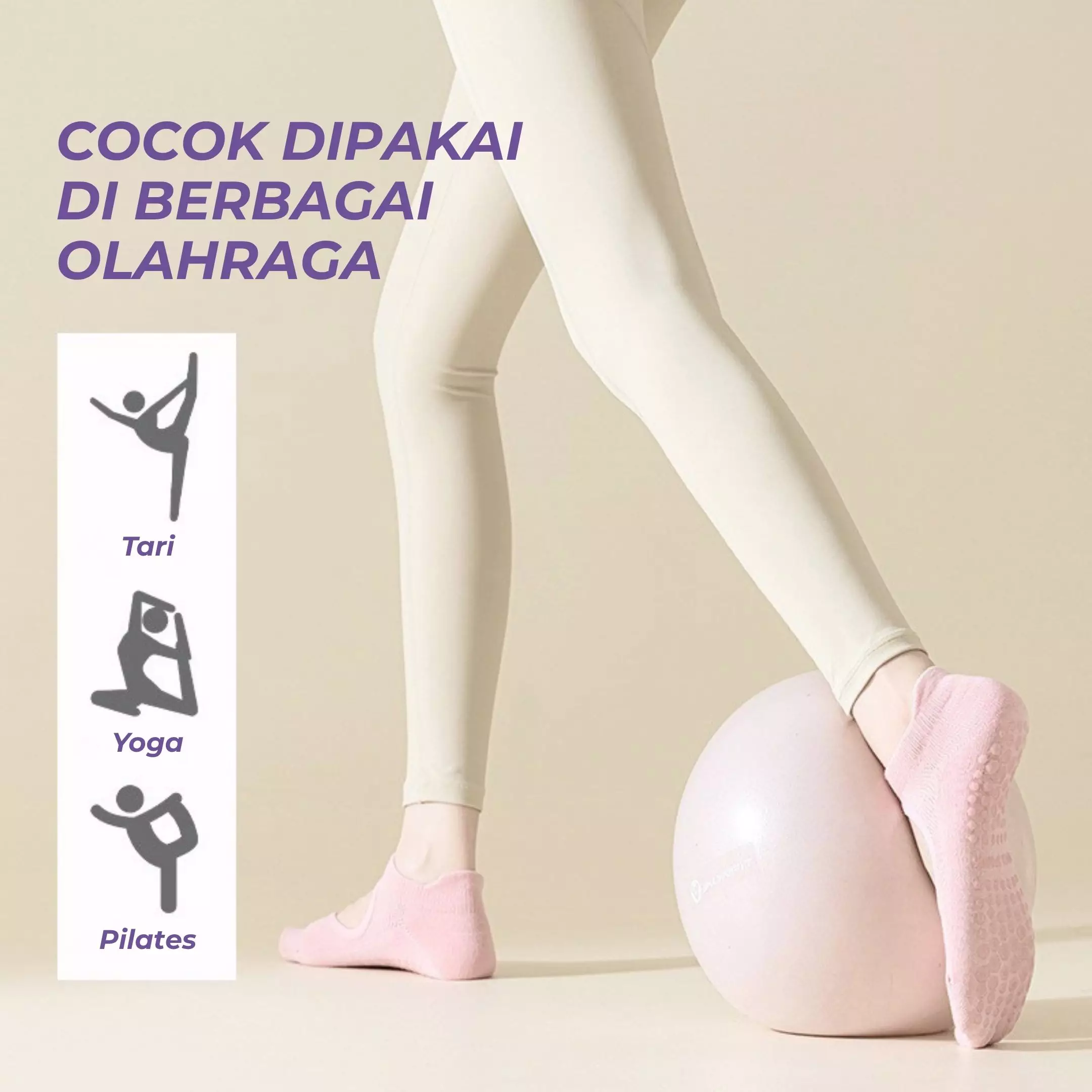 Wakakids Kaos Kaki Pendek Olahraga Wanita Backless Anti Slip Sport Socks Yoga Pilates Senam Gym Venrz Putih