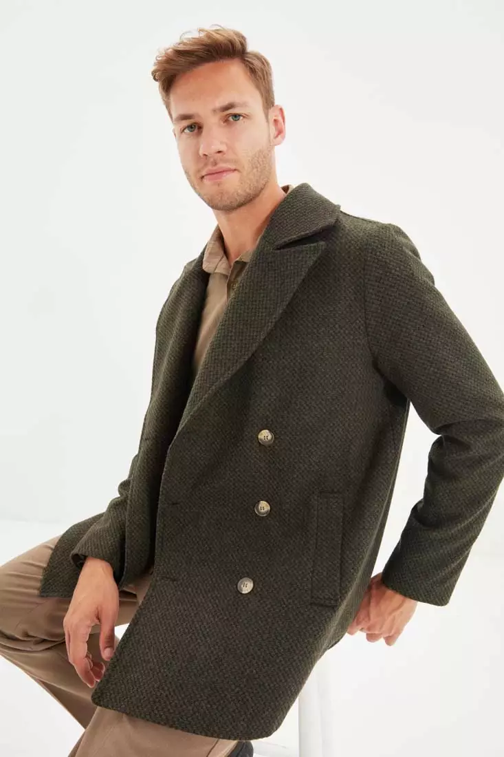 Double breasted winter coat mens on sale