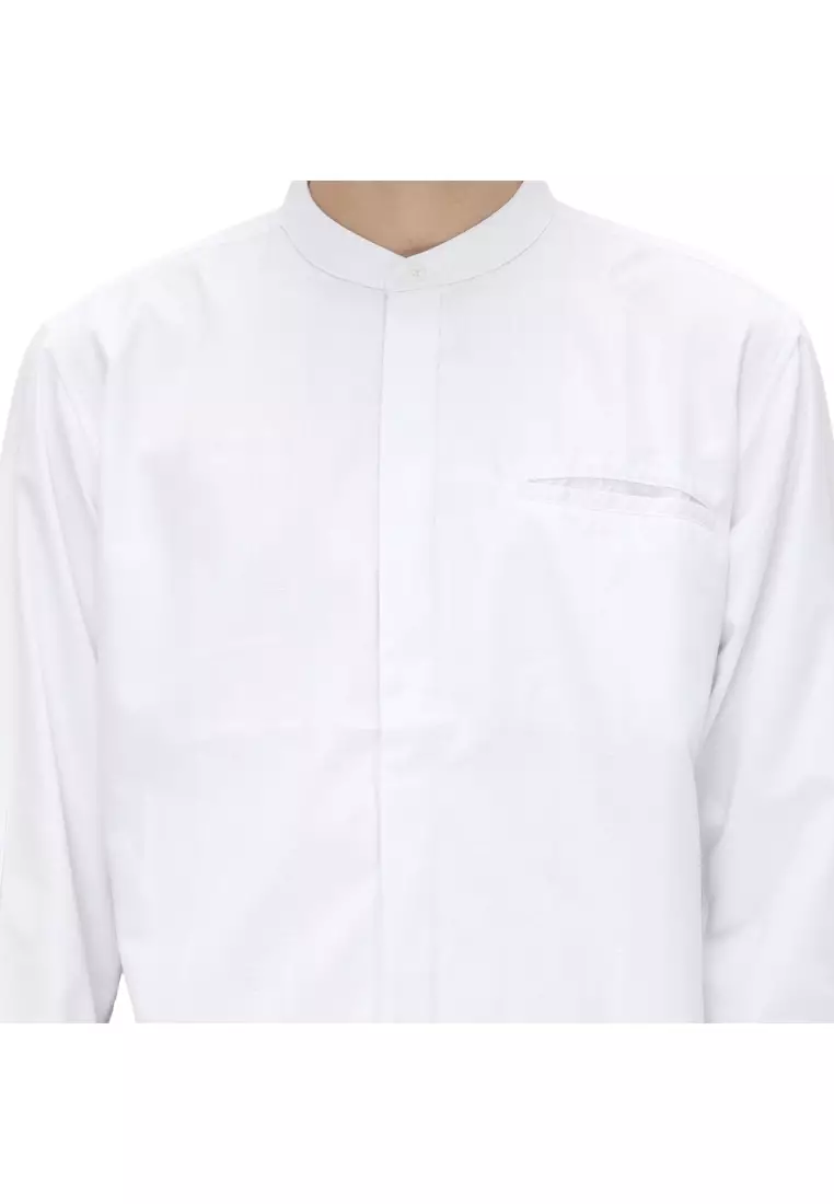 POLICE Kemeja Koko Polos Putih Regular Fit Lengan Panjang Pria