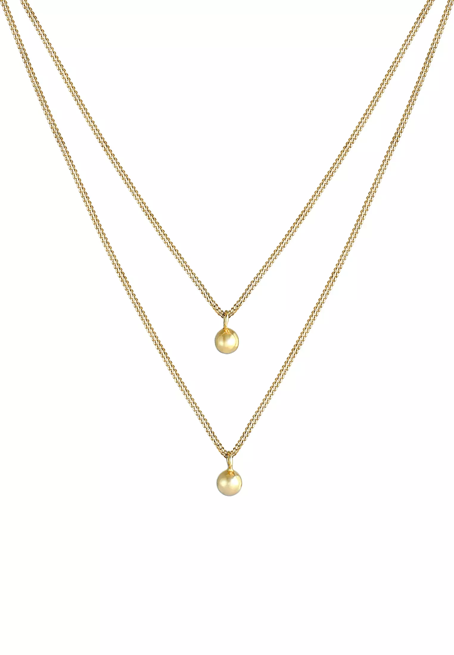 Necklace Ball Layer Chain Curb Basic Minimal Trend In 925 Sterling Silver Gold Plated