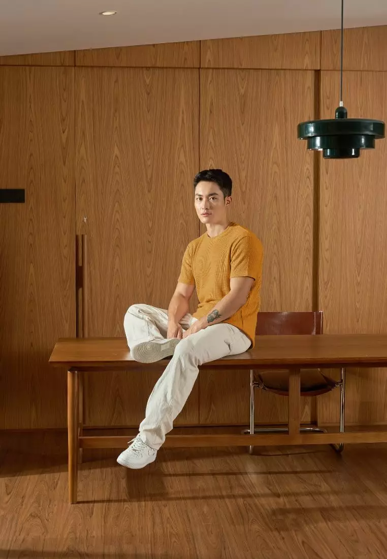 Kale Waffle Mustard 02 / Kaos Polos Tekstur Lengan Pendek Pria / Unisex