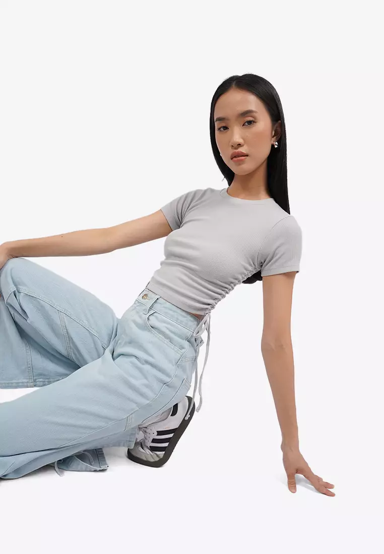 Short Sleeve Crop Top with Side Tie