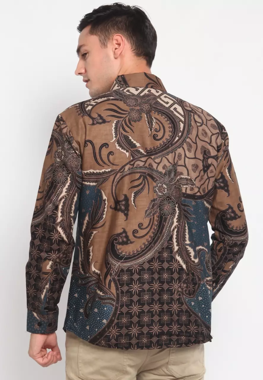 Kemeja Batik Pria Premium Slimfit Elegant Modern Lengan Panjang Wibisana Blu