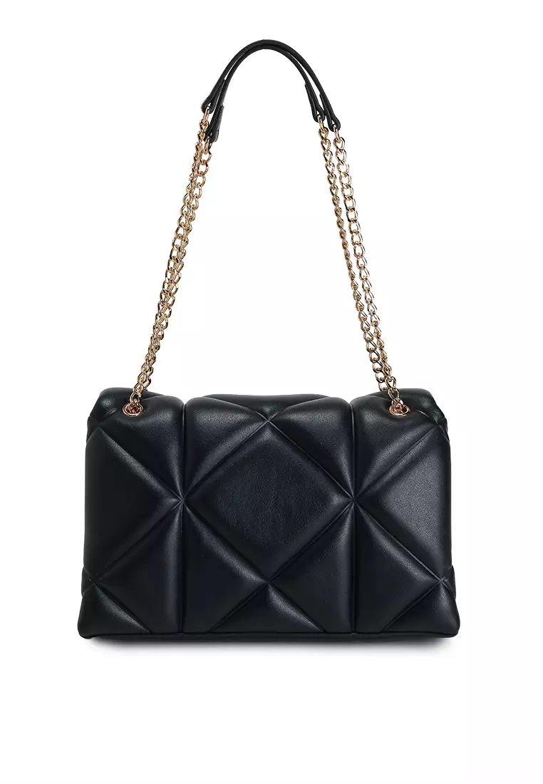 Embossed Quilted Flap Shoulder Bag (nt)