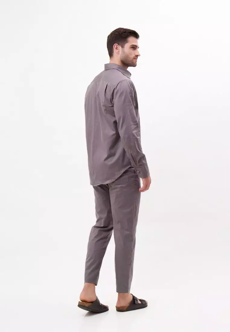 Palma Kemeja Panjang Pria Katun Organik Abu | Organic Cotton Long Sleeves Shirt Men Grey