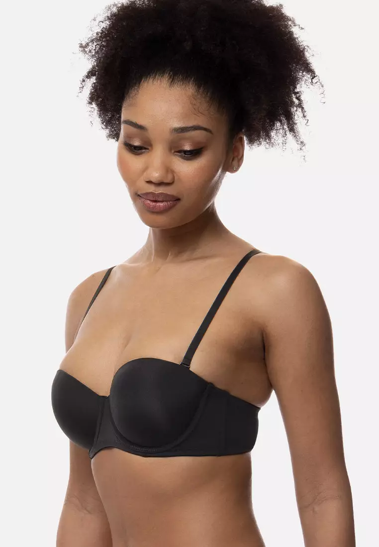 Black Basic Padded Bras, Half-Padded, Underwire, Underwear for Women