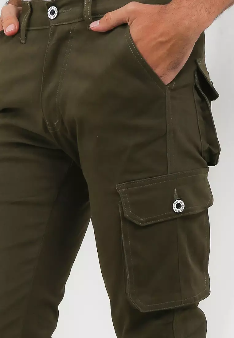 BULFARO Celana Cargo Pants Cotton Twill Stretch - Army Green