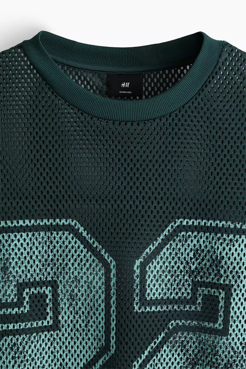 Oversized Fit Printed mesh t-shirt