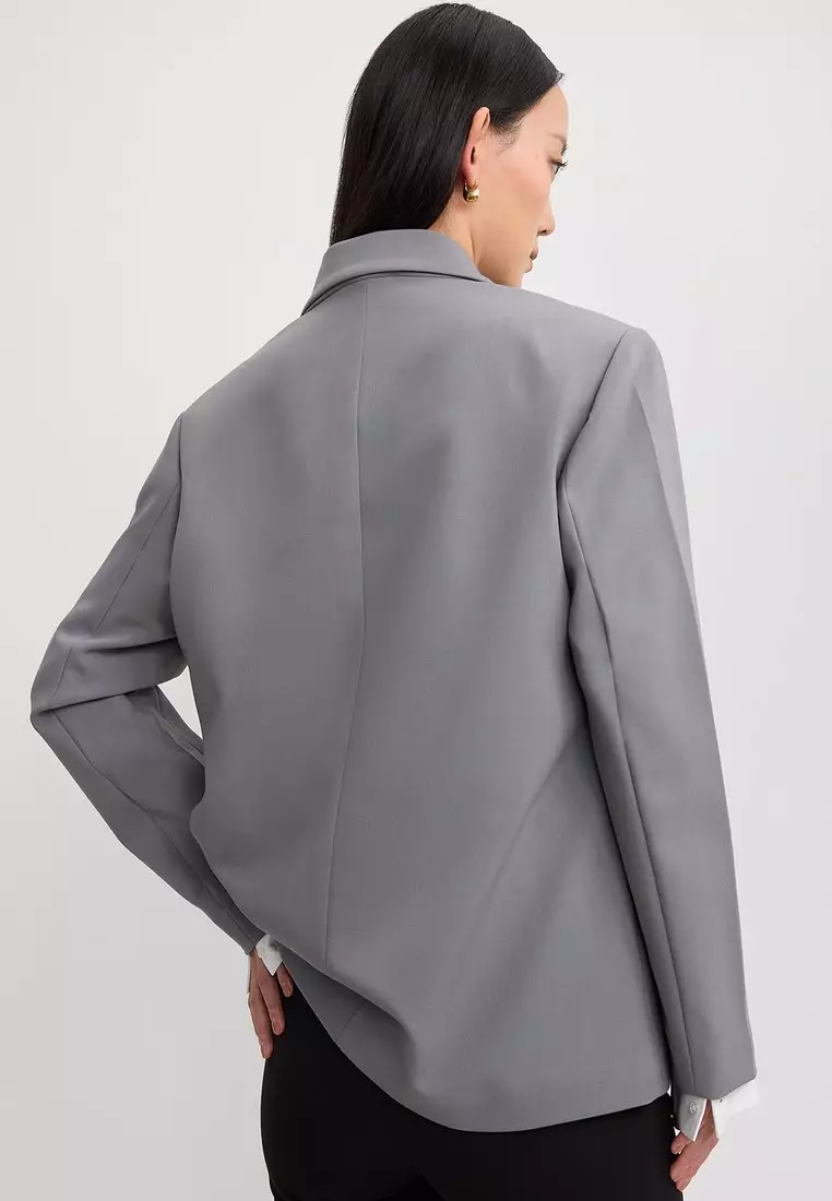 Double Breasted Blazer - Mid Grey
