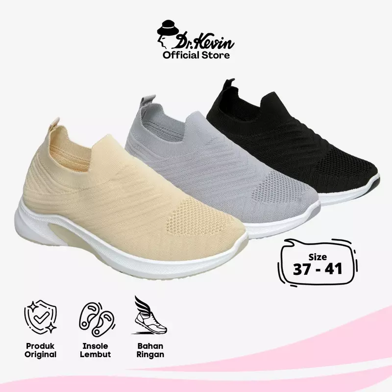Dr. Kevin Sepatu Olahraga Wanita Sneakers Flyknit Slip On 589-034