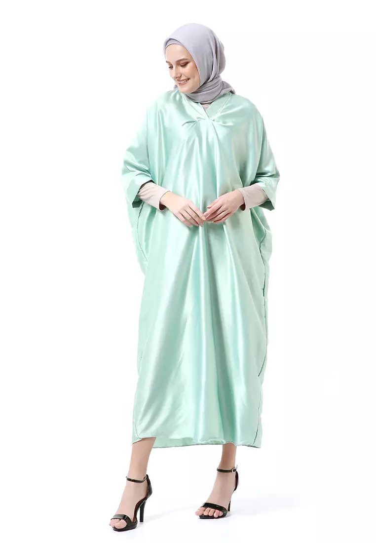 Kahitna Kaftan Pakaian Muslimah Premium Motif Polos High Quality - Mint