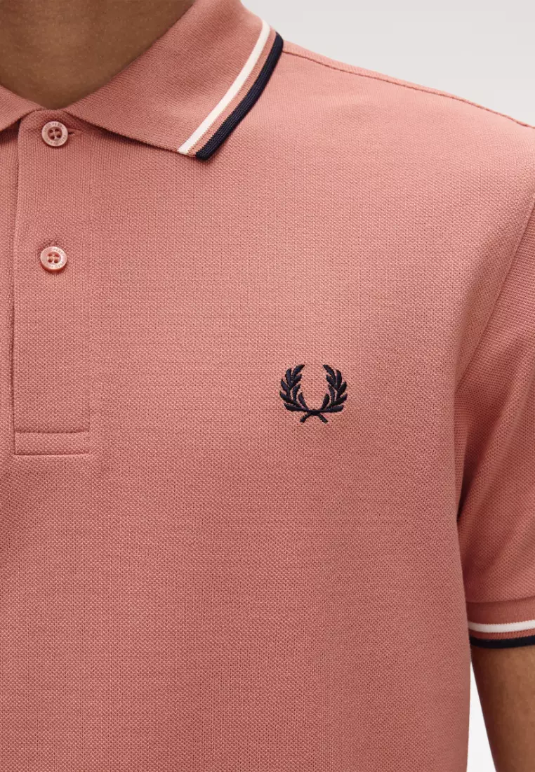 Fred Perry M3600 Twin Tipped Fred Perry Shirt (Putty Pink / Ecru / Navy)