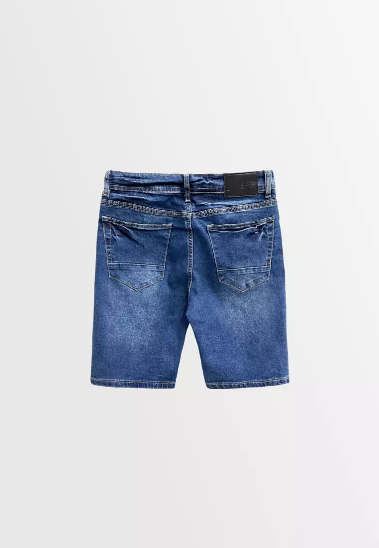 mens dark blue denim shorts