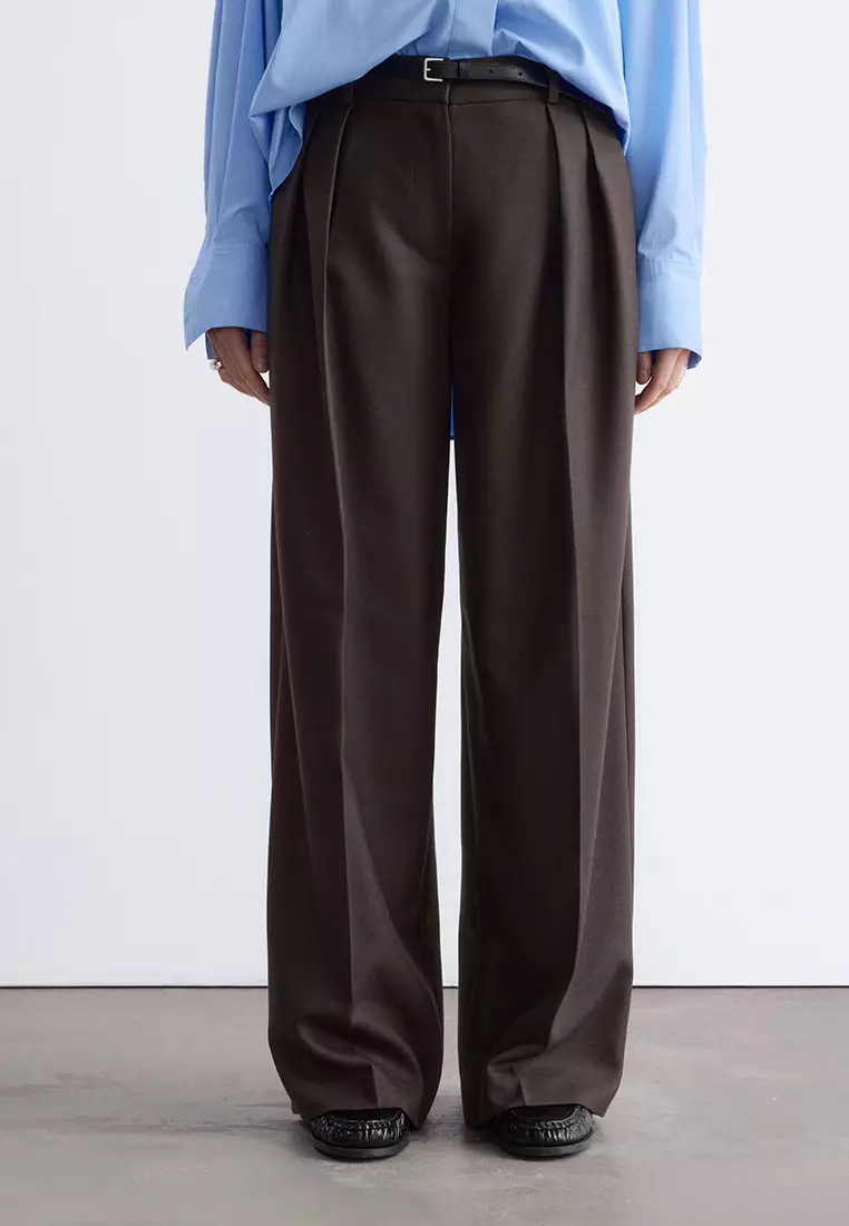 Wool-Blend Tailored Trousers