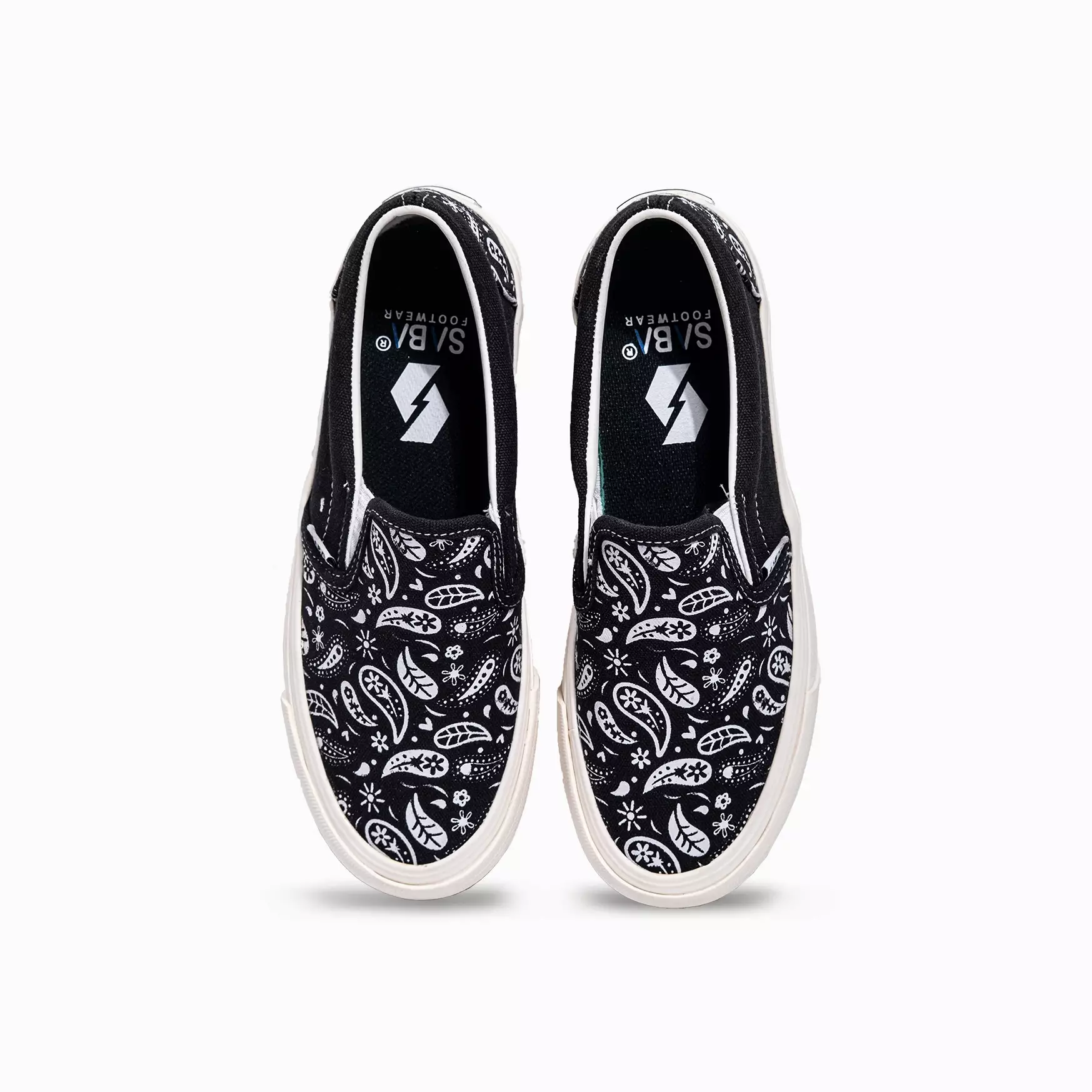 SABA Slip on Paisley Classic Black White - Sepatu Sneakers Casual Pria Wanita | Sepatu Pria Original 100% | Slip On PSL C01