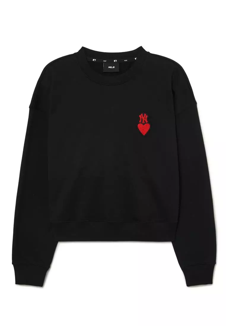 WOMEN HEART CROP SWEATSHIRTS NEW YORK YANKEES