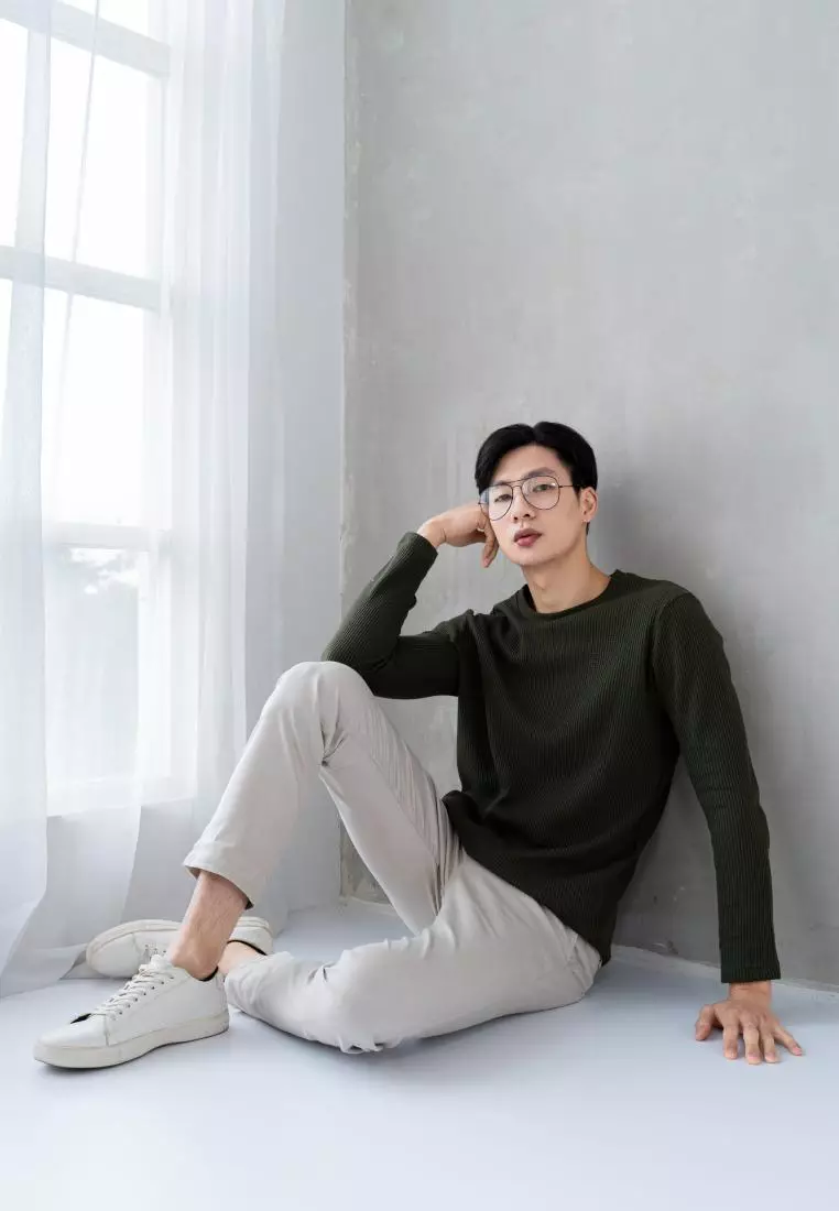 Kale Raffle Army Green Atasan Kaos Unisex Atasan Kaos Pria Hijau Atasan Kaos Kaos Polos Tekstur