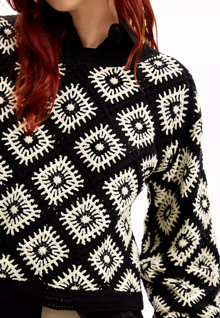 Desigual Woman Multicolour crochet pullover.