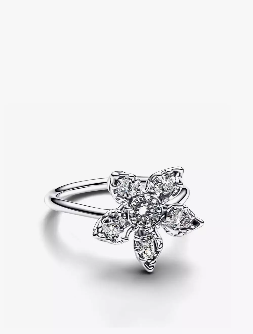 Project Red sterling silver ring with clear cubic zirconia