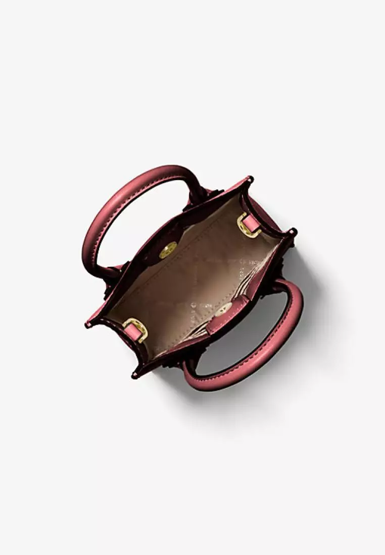 Michael Kors Mercer Extra-Small Pebbled Leather Crossbody Bag Dark Cherry