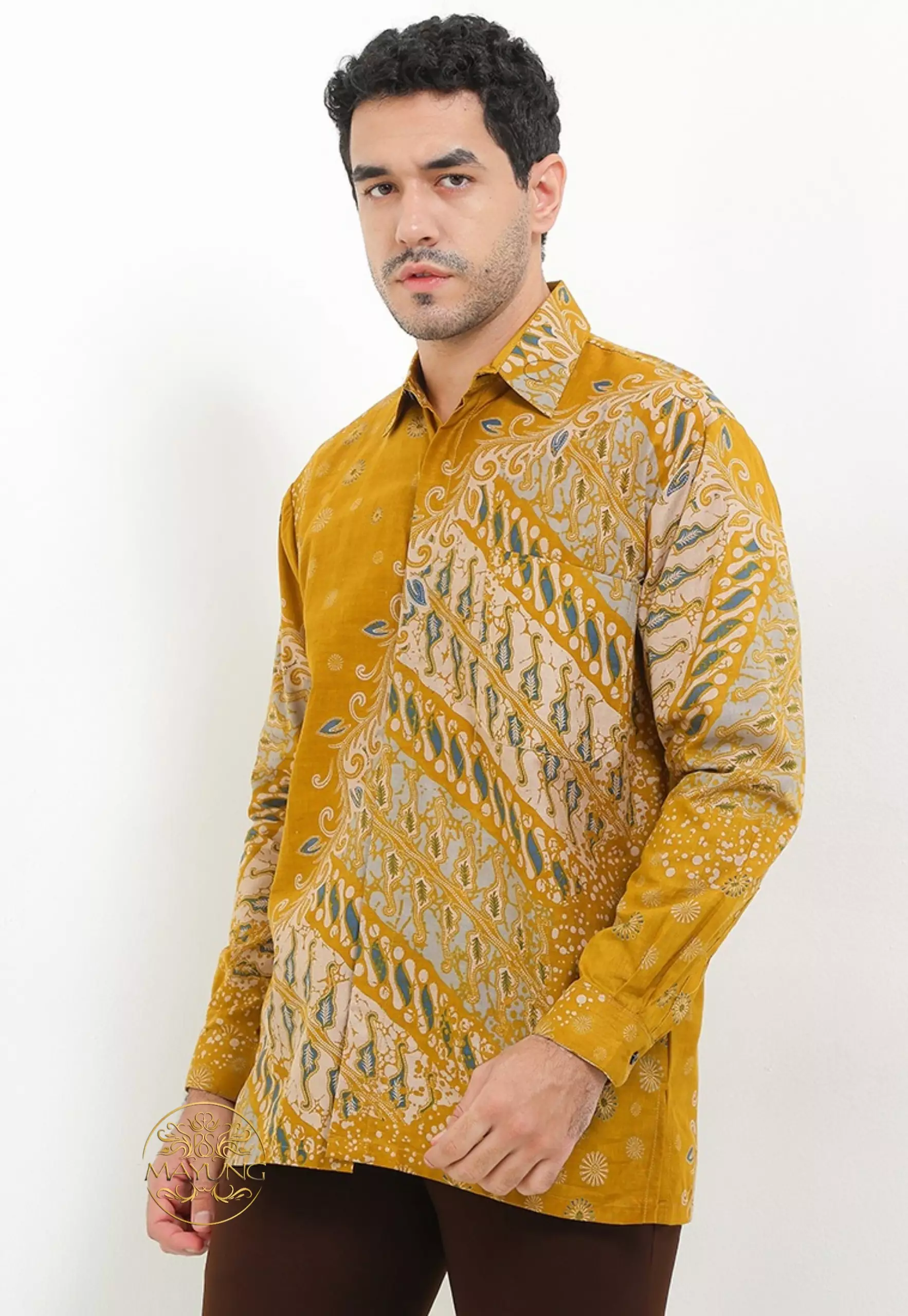 Jual Batik Mayung Vrawijaya Kuning Kemeja Batik Pria Premium Lengan ...
