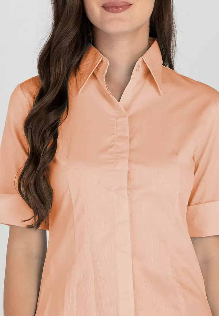 Diana 3/4 Sleeve Plain Button Down Office Blouse