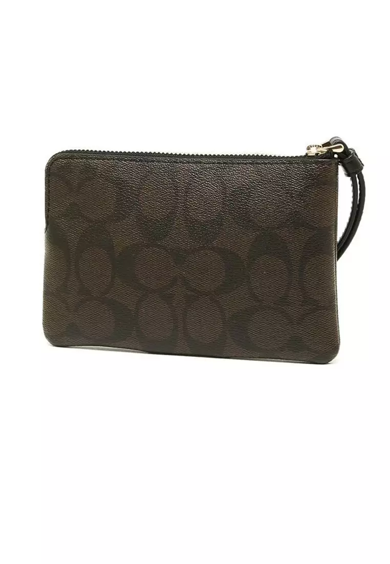 Coach Coach Corner Zip Wristlet In Signature Canvas Brown Black 58035 2024  | Buy Coach Online | ZALORA Hong Kong