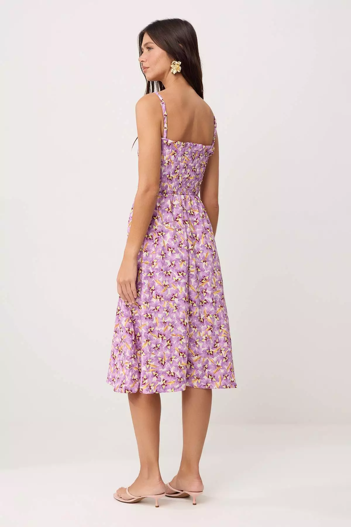 Pink-Multicolor Floral Midi Woven Dress Twoss26El939