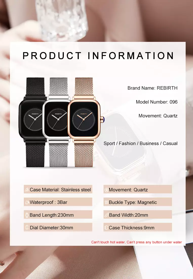 jam tangan wanita pria Rebirth fashion casual sport mesh band waterproof jam