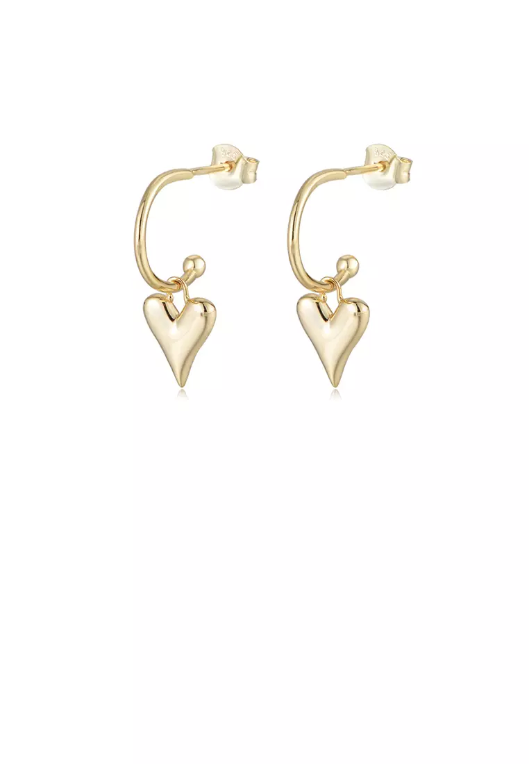 Gold and silver heart earrings outlet