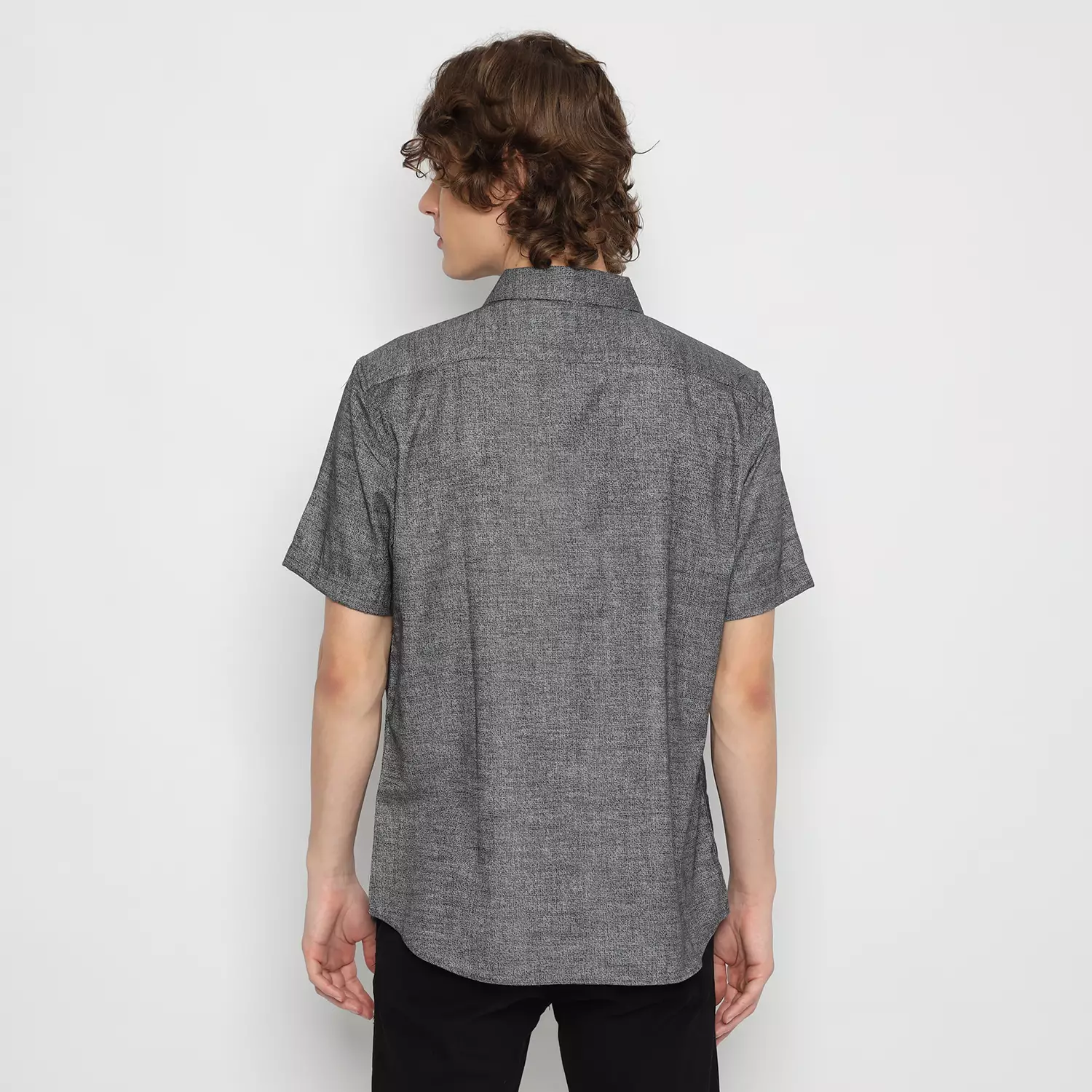 Platini Kemeja Motif Pria Lengan Pendek Katun Abu 73354