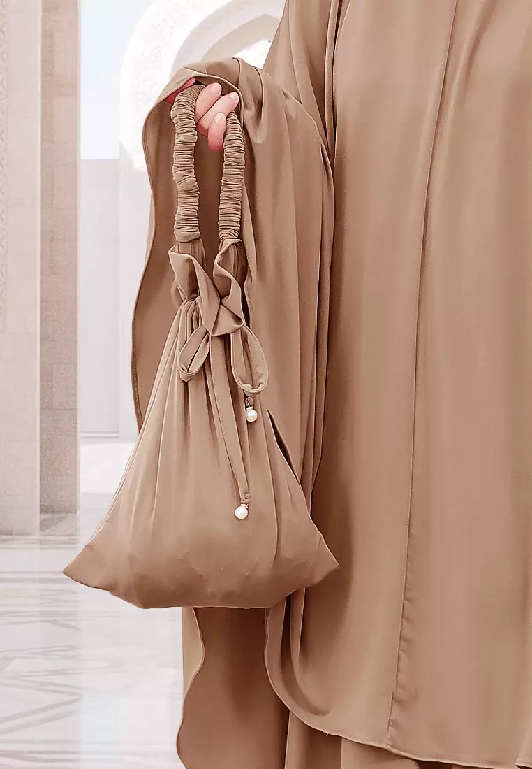 Zelena - Raudhia Prayer Set | Mukena French Khimar Set - Palm Sugar - Dewasa