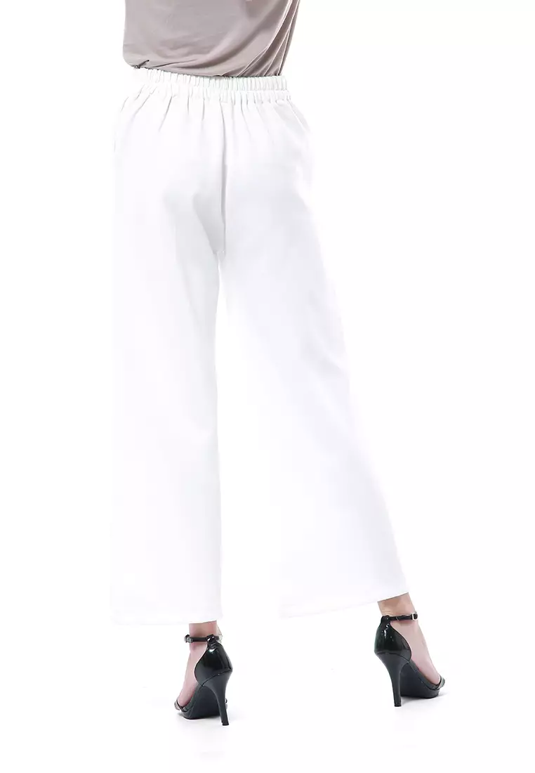 Layilla Scuba Cullote Polos Rok Bawahan Wanita Premium Quality - White