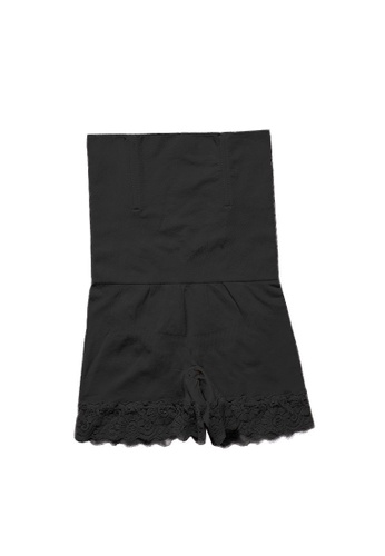YSoCool black High Waist Shaping Lace Trim Safety Shorts Underwear 93F4FUSA0BD8BFGS_1