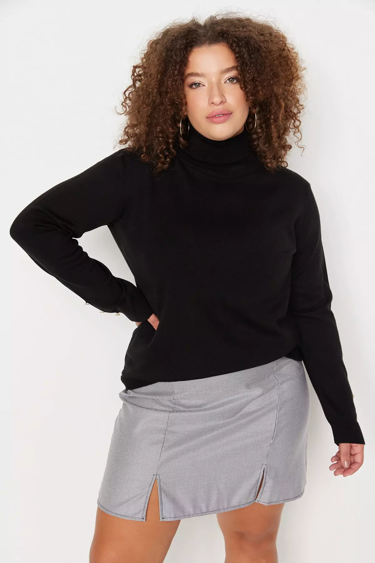 Plus size on sale black turtleneck sweater