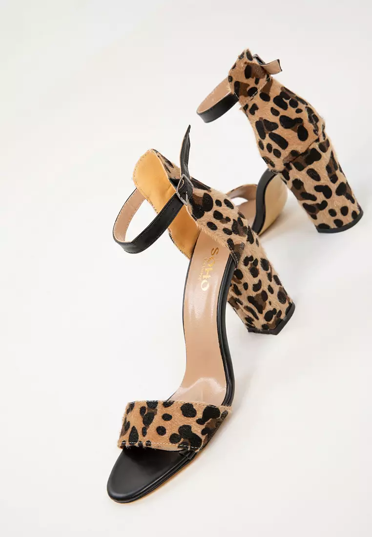 Black Leopard Women's Classic Heeled Shoes 14532