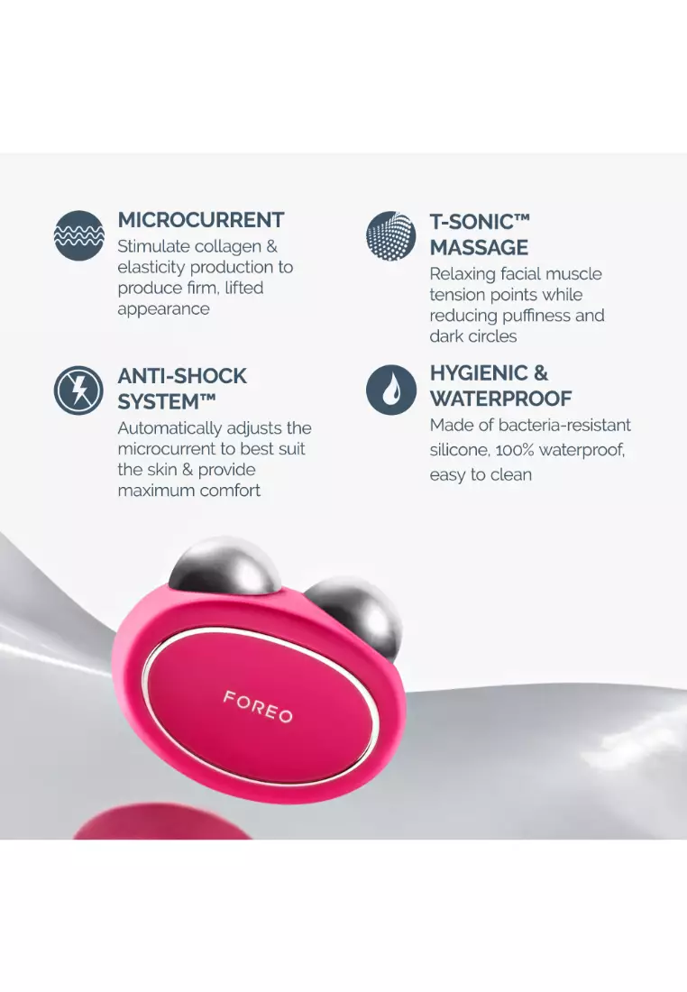 FOREO BEAR Microcurrent Full Facial Toning Beauty Device with 5 Intensities for Lifting and Firming Face Features [Rechargeable, 2-Year Warranty] - Fuchsia